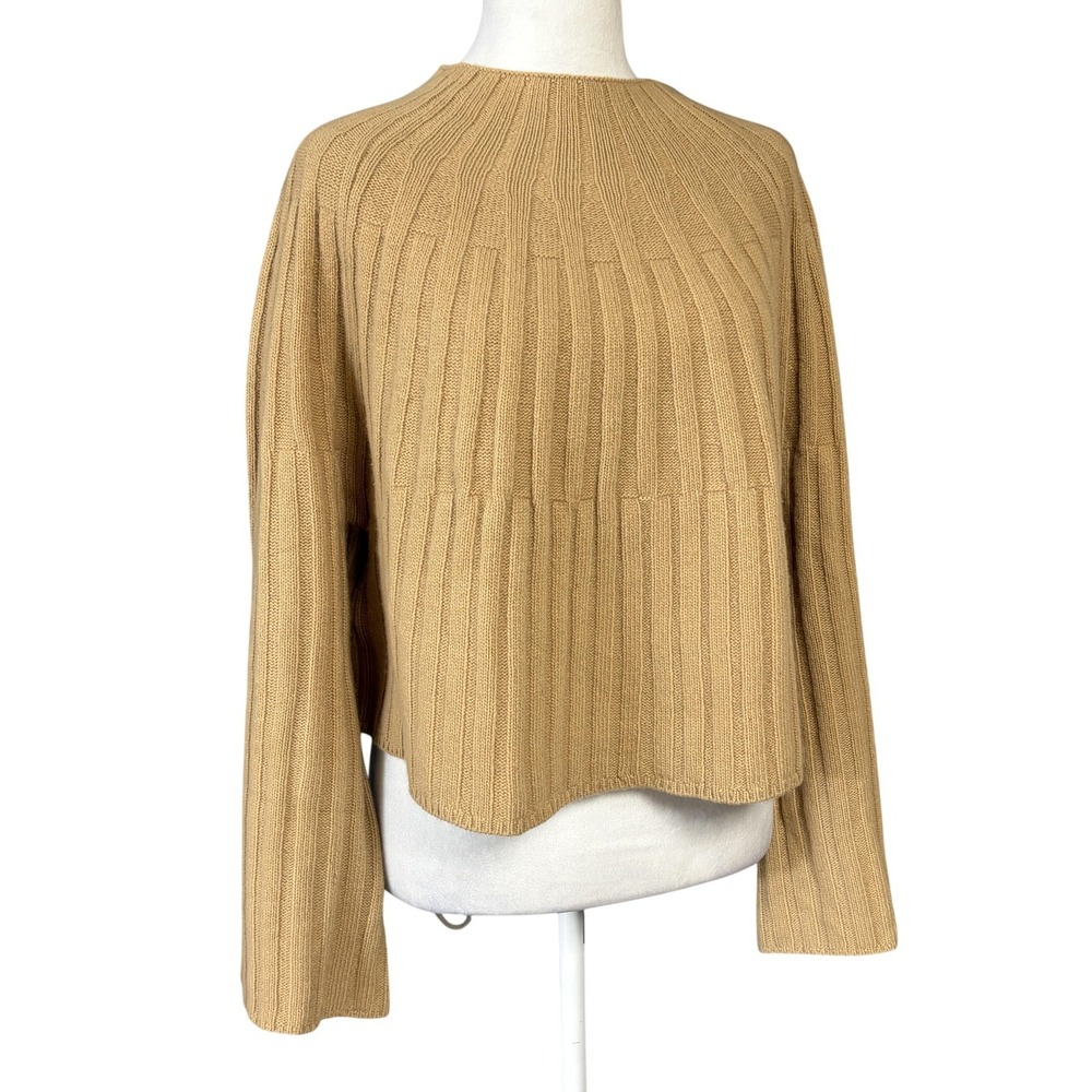 FRAY I.D Sweater Womens One Size Beige Wool Nylon Crew Flared Sleeve FWNT196005